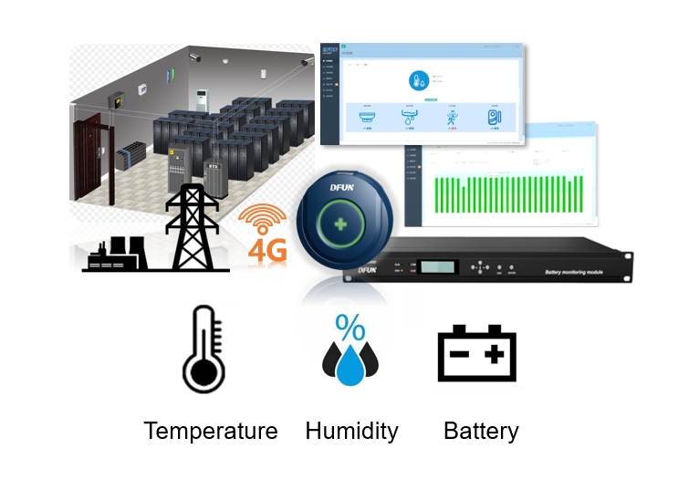 DFUN battery monitoring system be equipped with an ambient temperature and humidity sensor DFUN نظام مراقبة البطارية مزود بمستشعر لدرجة الحرارة والرطوبة المحيطة