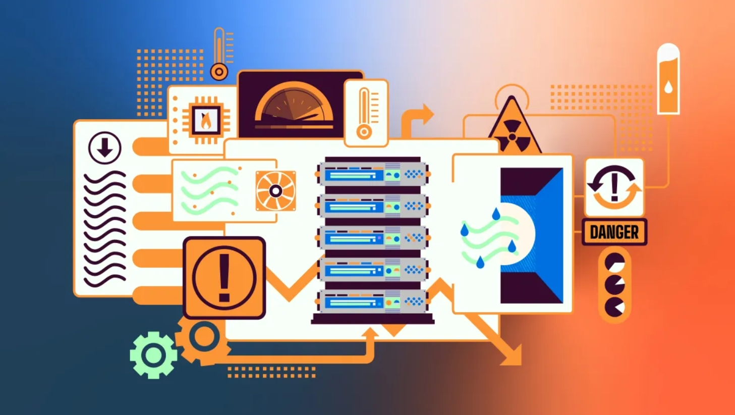 Preventing Overheating in Data Centers منع ارتفاع درجة الحرارة في مراكز البيانات